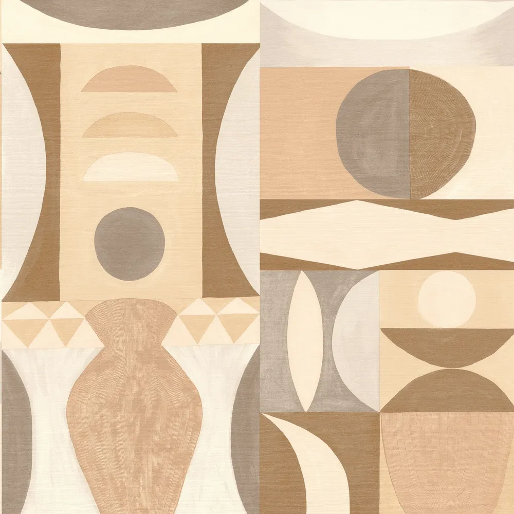 Abstraktní tapeta s geometrickým motivem AUGUSTE - LATTE kávově hnědá