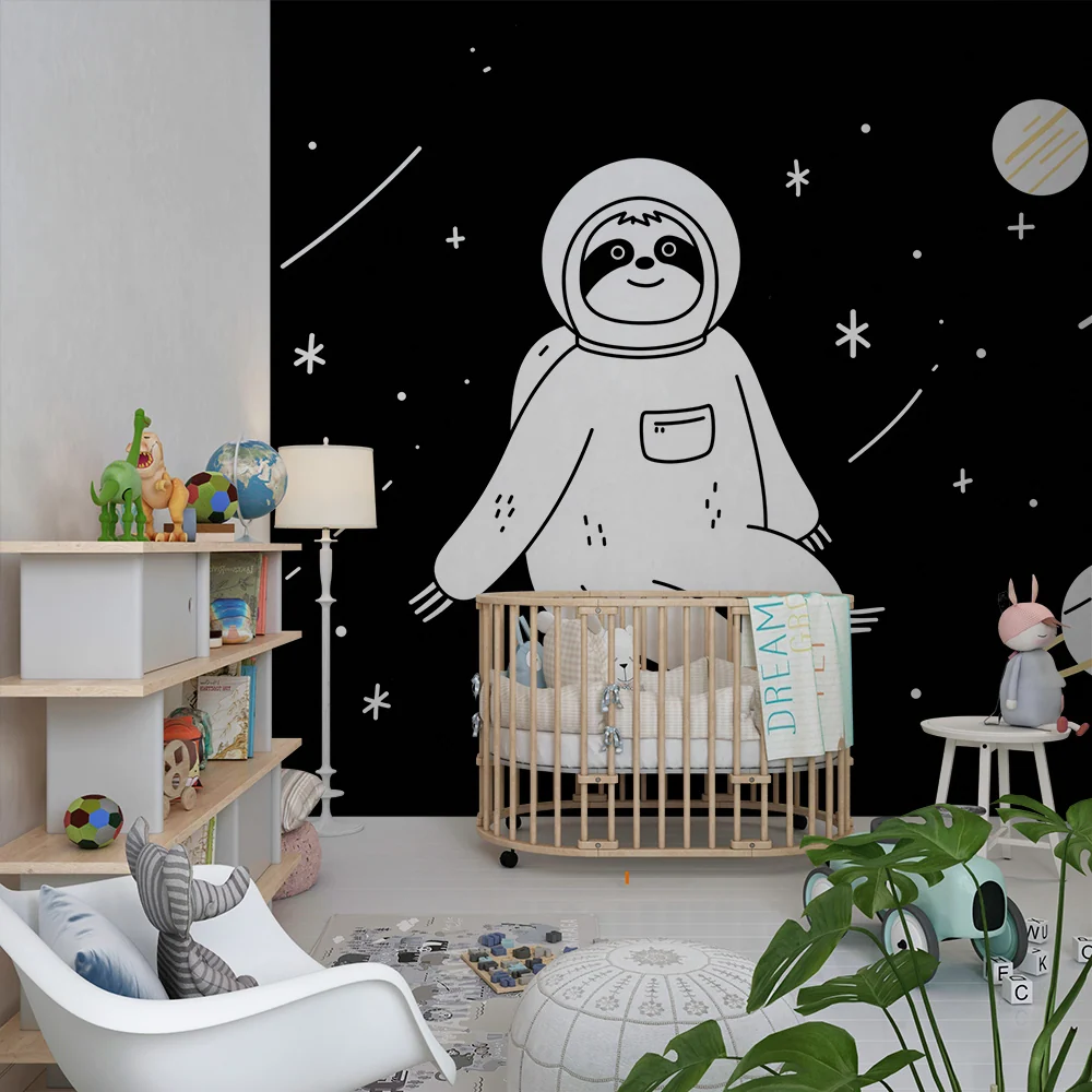 Dětská ložnice tapeta | Líný astronaut plující ve hvězdném vesmíru