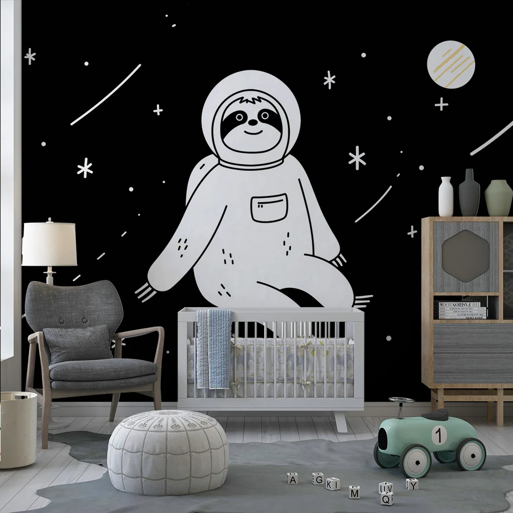 Dětská ložnice tapeta | Líný astronaut plující ve hvězdném vesmíru