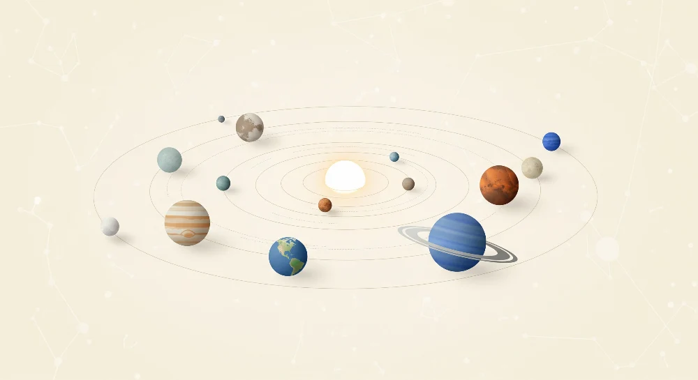 Dětský pokoj tapeta | Barevný sluneční systém s planetami hvězdami