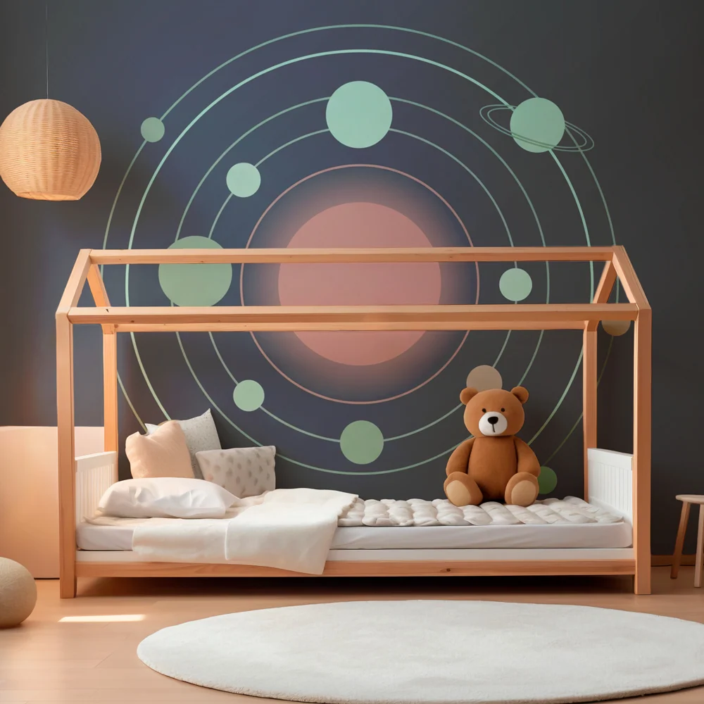 Dětský pokoj tapeta | Cesta do vesmíru s planetami