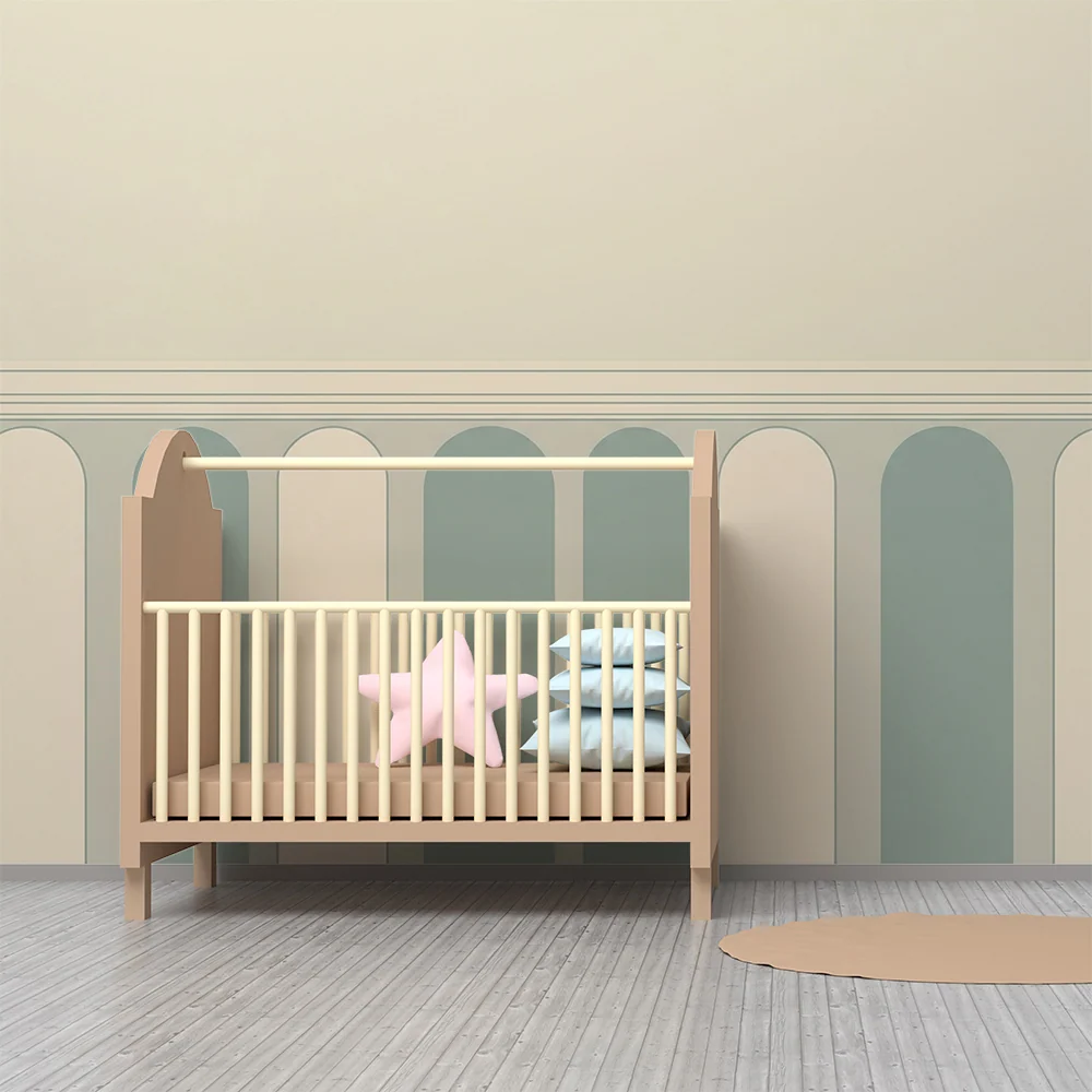Dětský pokoj tapeta | Elegantní oblouky v jemných tónech pro uklidňující atmosféru