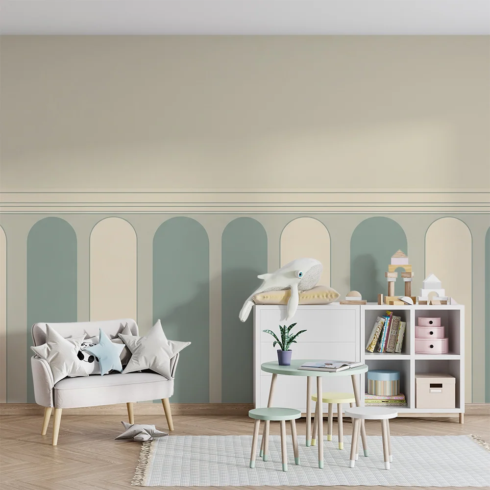 Dětský pokoj tapeta | Elegantní oblouky v jemných tónech pro uklidňující atmosféru