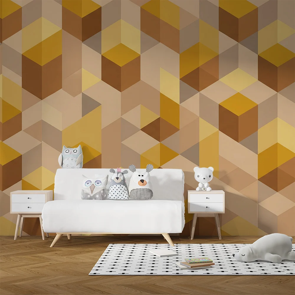 Dětský pokoj tapeta | Geometrické vzory v béžových žlutých tónech