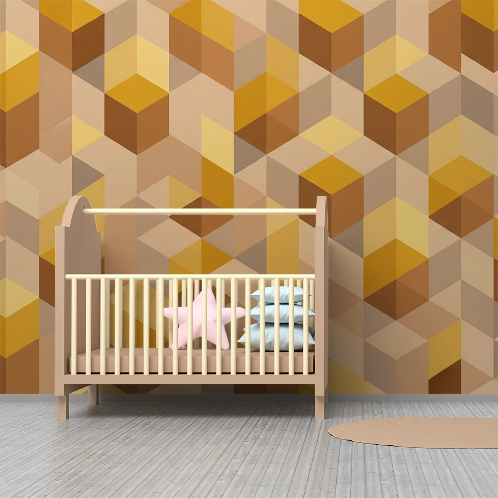 Dětský pokoj tapeta | Geometrické vzory v béžových žlutých tónech