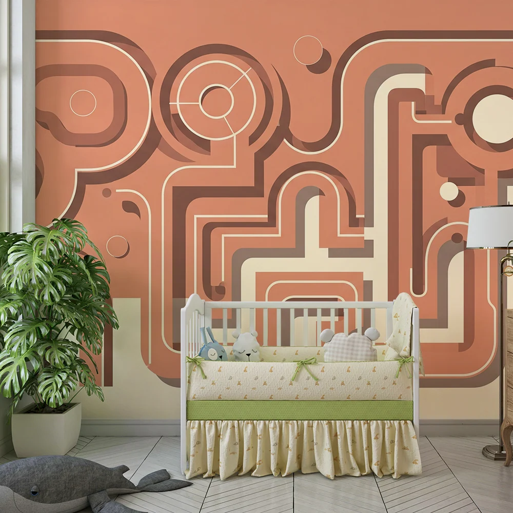 Dětský pokoj tapeta | Moderní geometrické motivy v terakotové barvě