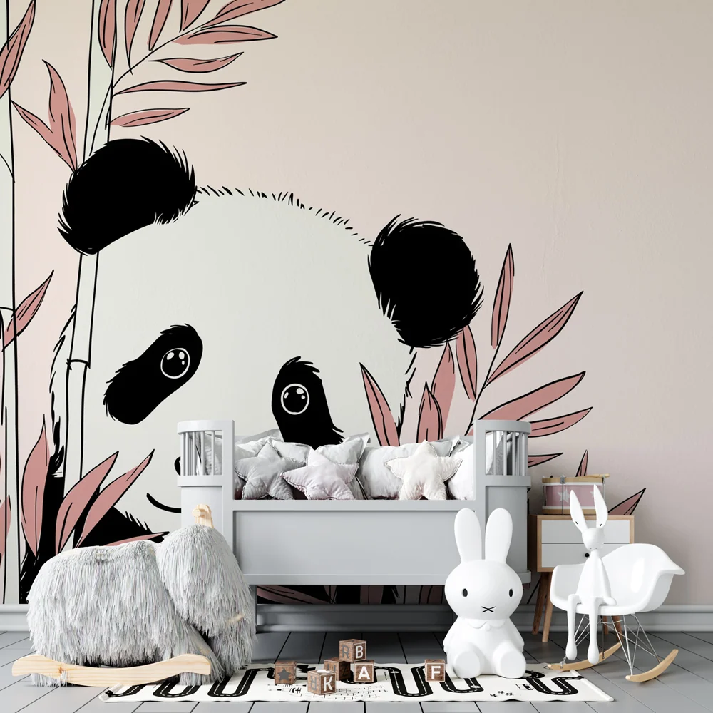 Dětský pokoj tapeta | Roztomilý panda jemná atmosféra
