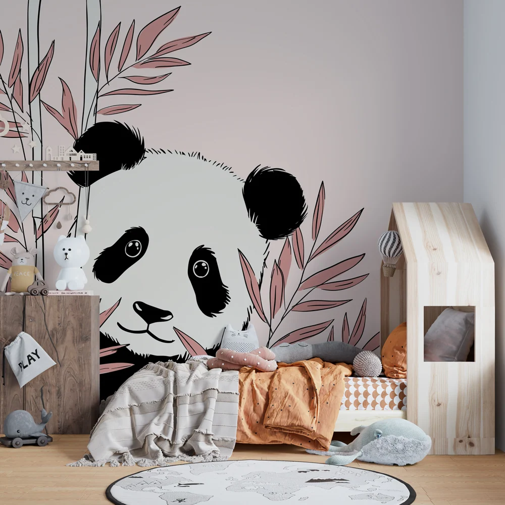 Dětský pokoj tapeta | Roztomilý panda jemná atmosféra