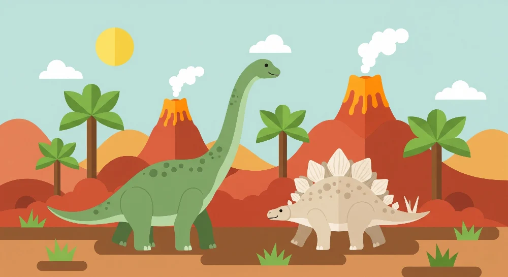 Dětská pokojová tapeta | Barevní dinosauři sopky