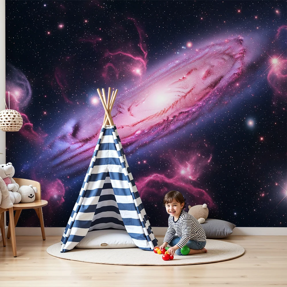 Dětská pokojová tapeta | Barevná galaxie s hvězdami mlhovinami