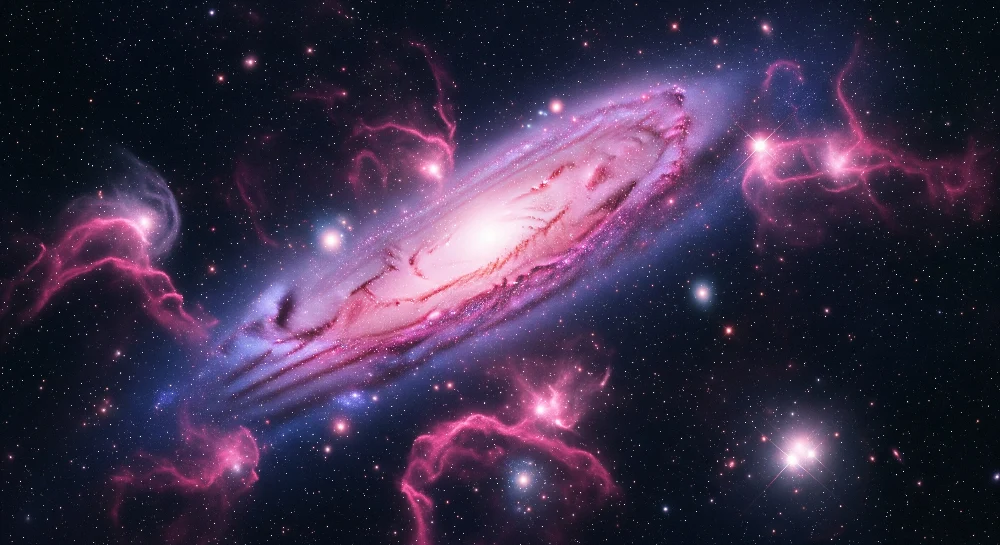 Dětská pokojová tapeta | Barevná galaxie s hvězdami mlhovinami