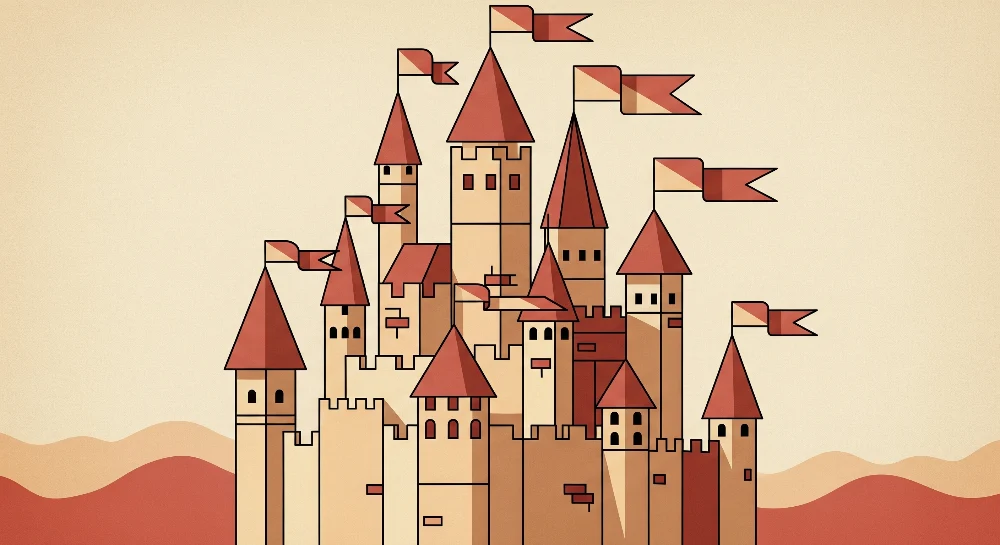 Dětská pokojová tapeta | Beige terakotový středověký hrad