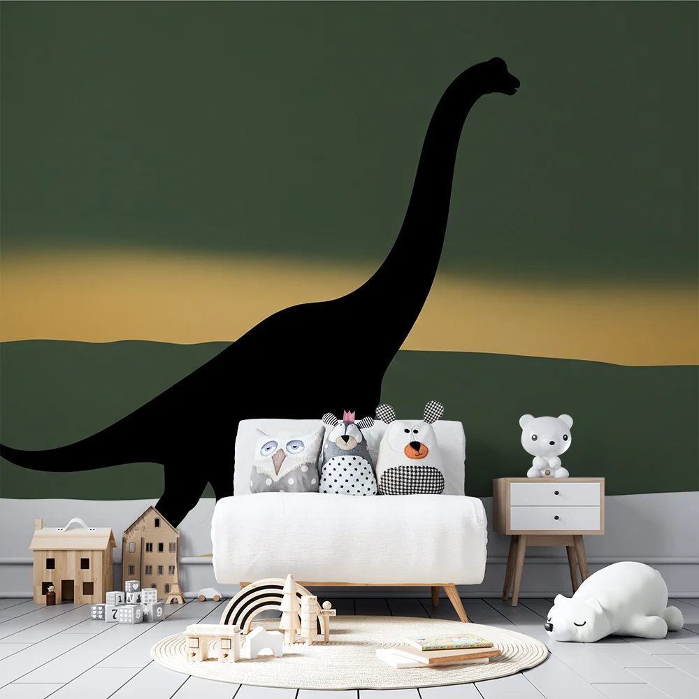 Dětská pokojová tapeta | Diplodocus mezi zelenou žlutou