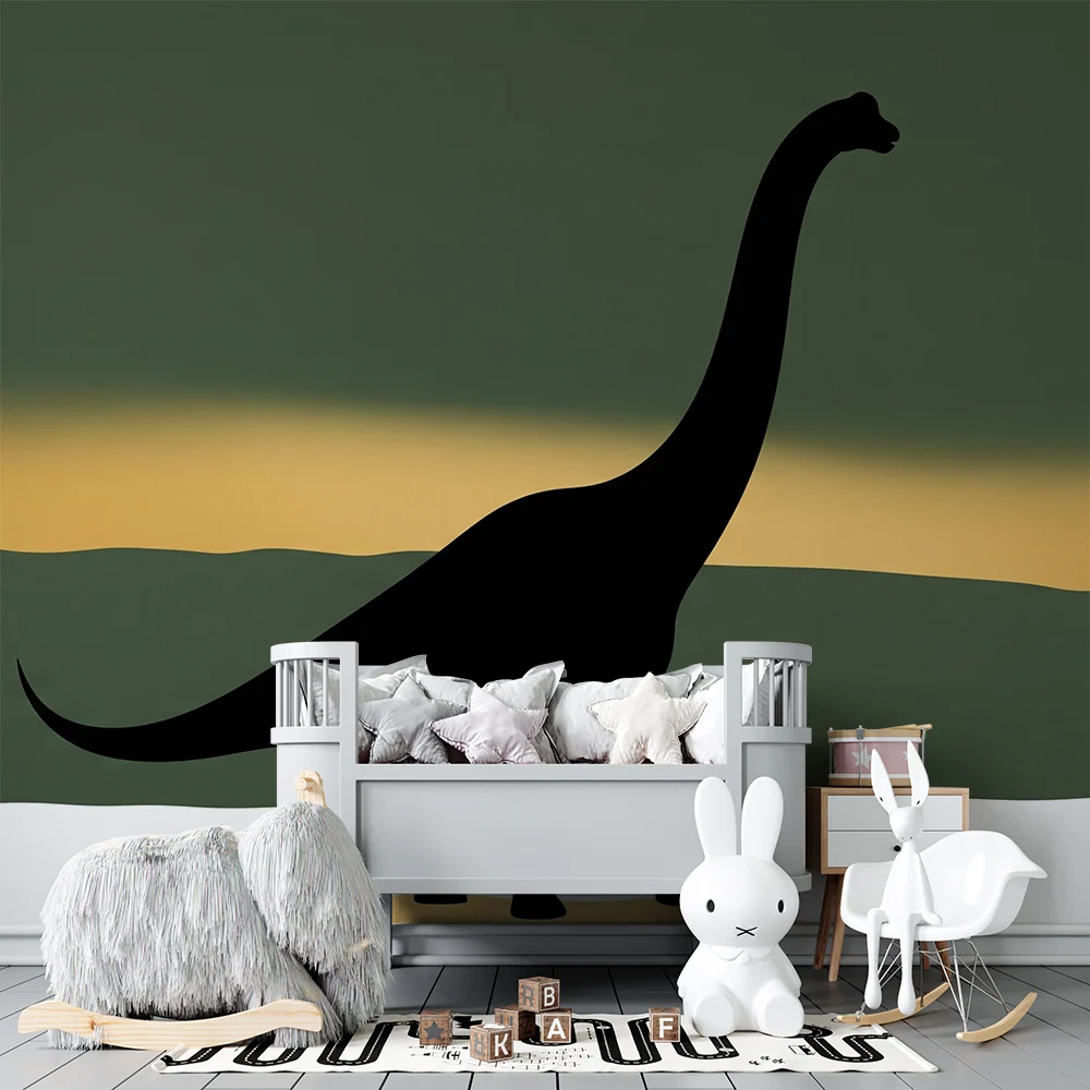 Dětská pokojová tapeta | Diplodocus mezi zelenou žlutou