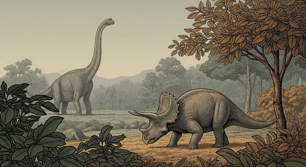 Dětská pokojová tapeta | Dva dinosauři uprostřed přírody
