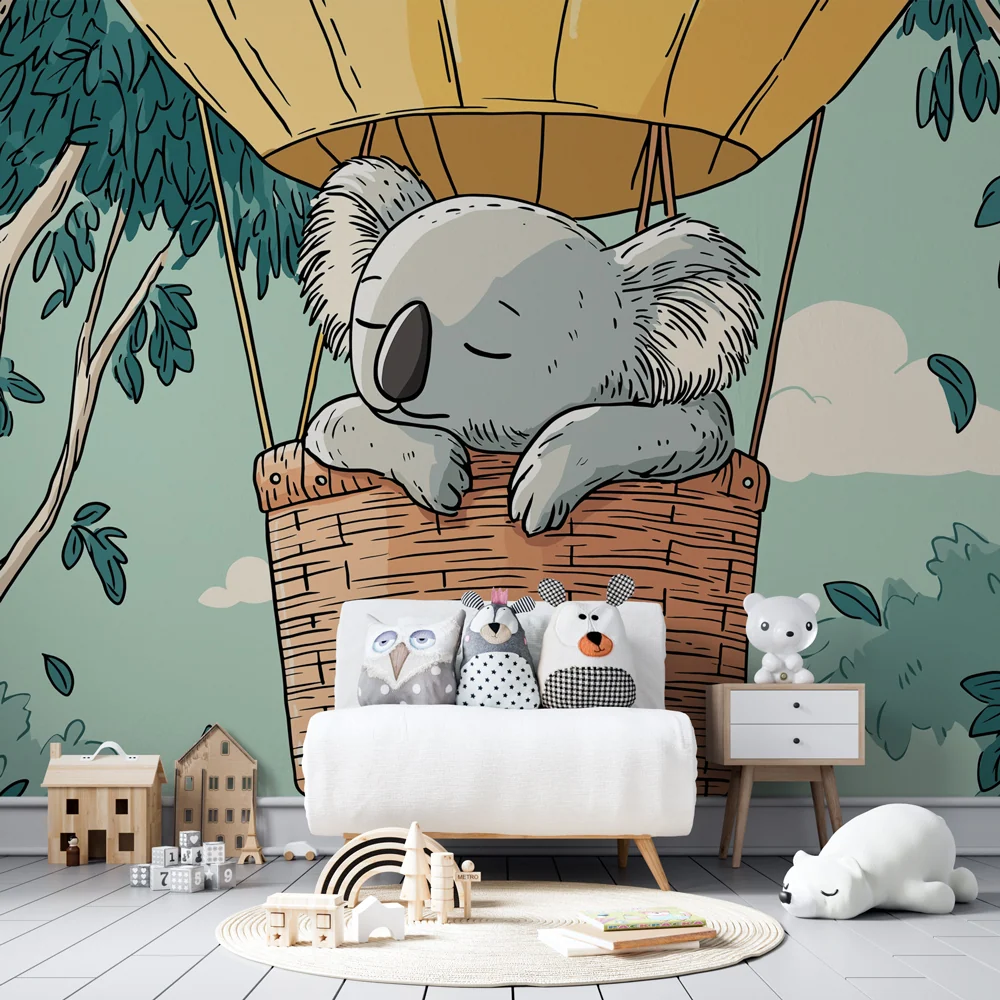 Dětská pokojová tapeta | Koala na horkovzdušném balónu