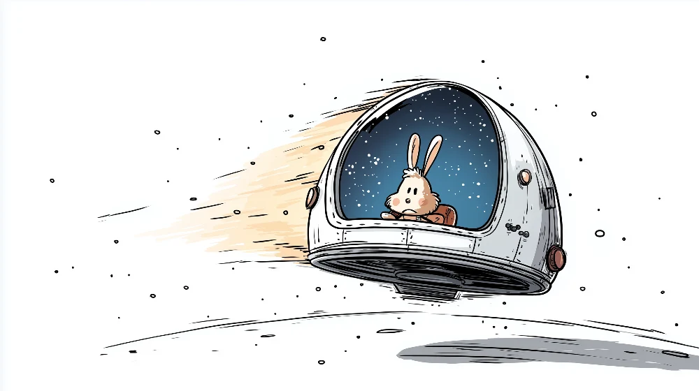 Dětská pokojová tapeta | Kosmická cesta králíka astronauta