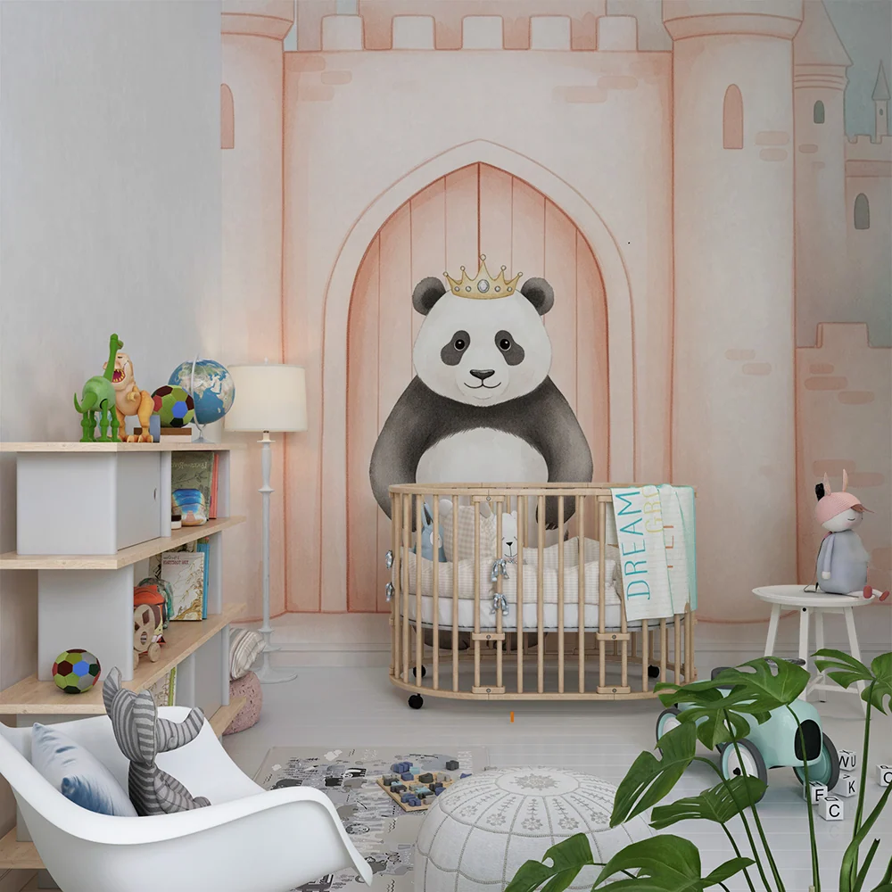 Dětská pokojová tapeta | Královský panda před zámkem
