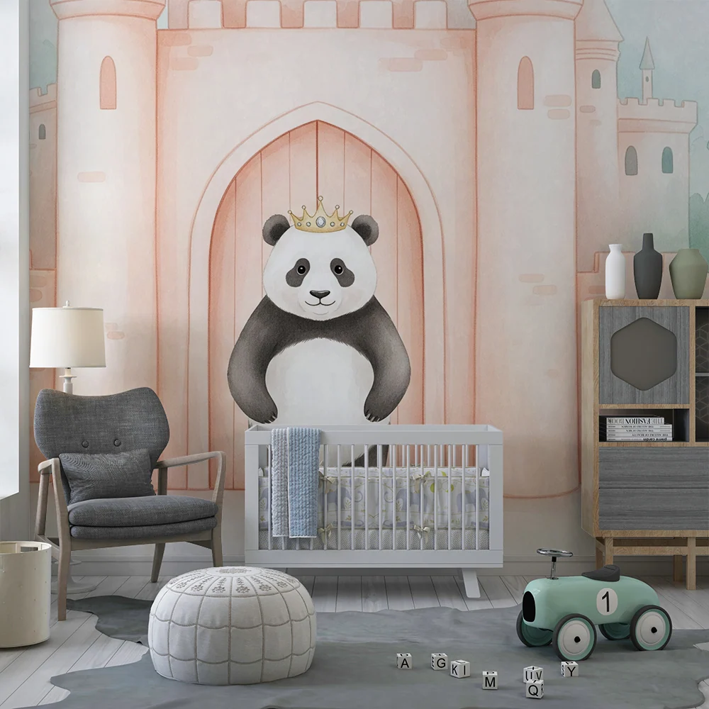 Dětská pokojová tapeta | Královský panda před zámkem
