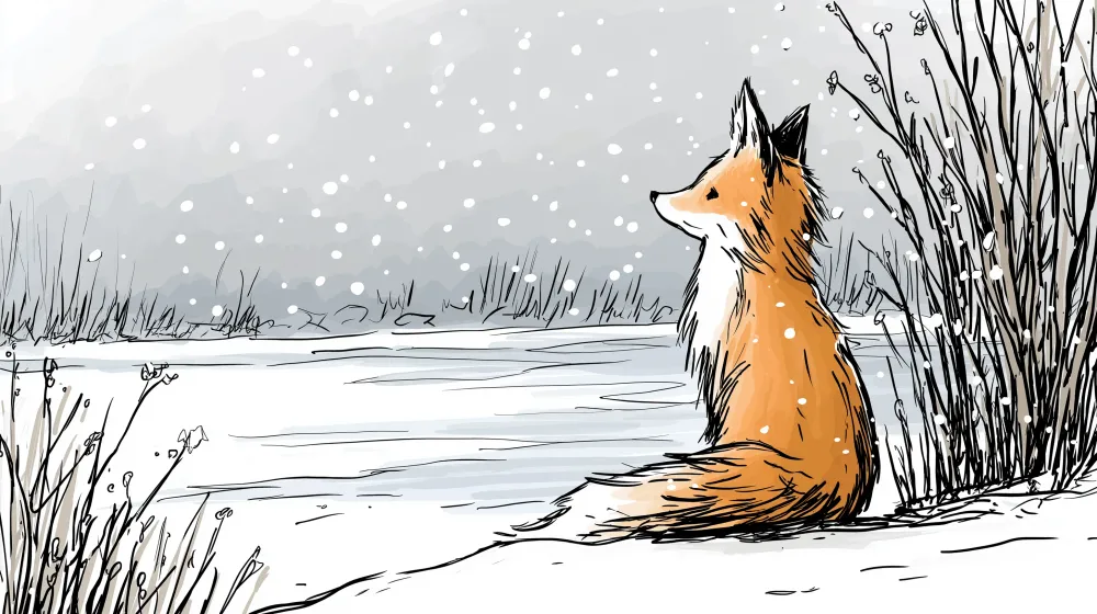 Dětská pokojová tapeta | Liška pod sněhem
