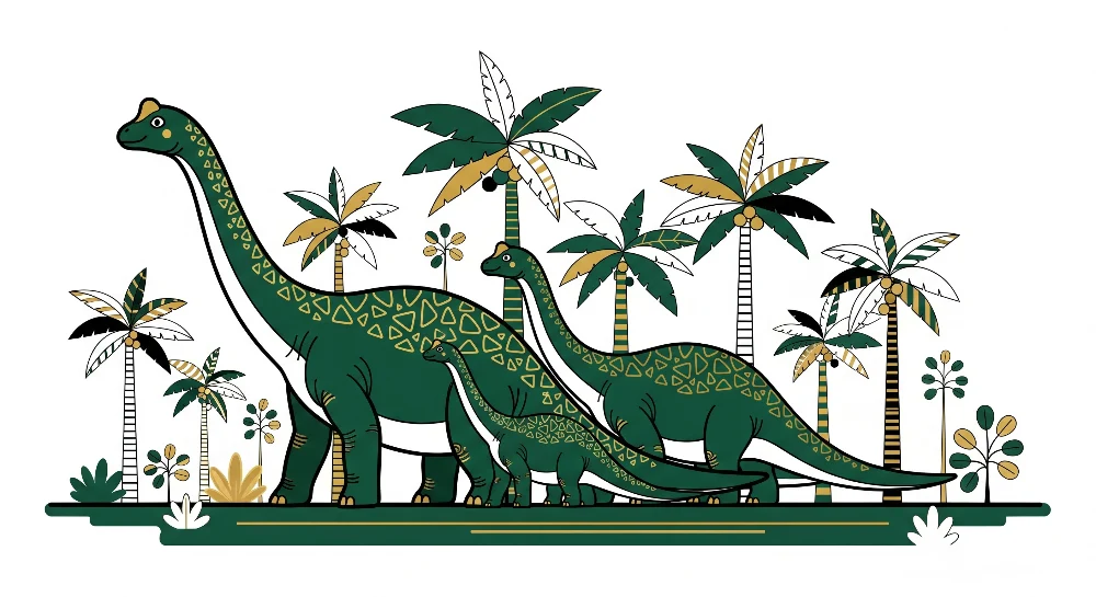 Dětská pokojová tapeta | Majestátní dinosauři uprostřed exotických palem