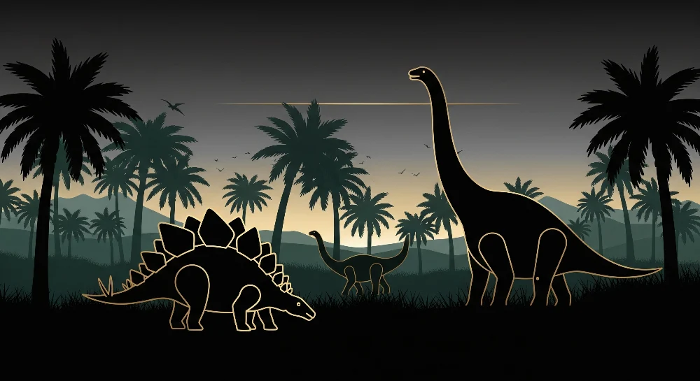 Dětská pokojová tapeta | Majestátní dinosaurus v pravěké džungli