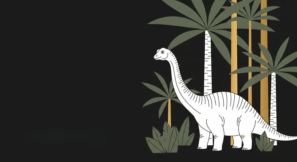 Dětská pokojová tapeta | Majestátní dinosaurus uprostřed exotických palem