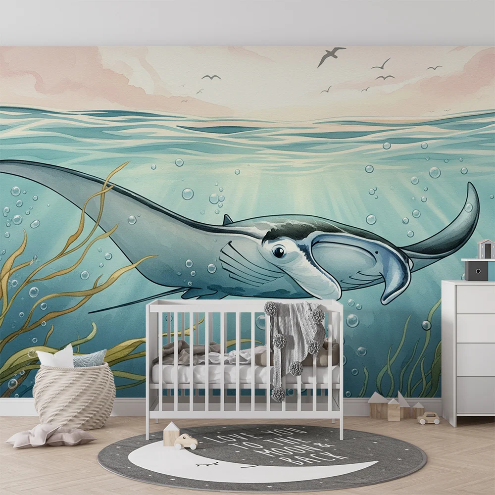 Dětská pokojová tapeta | Manta rayons v klidném oceánu