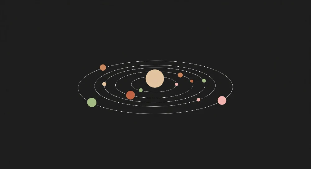 Dětská pokojová tapeta | Minimalistická sluneční soustava s barevnými planetami