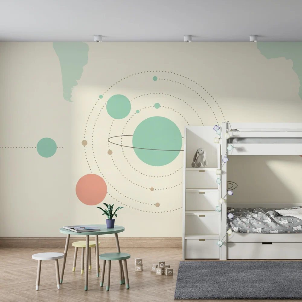 Dětská pokojová tapeta | Minimalistický vesmír barevné planety