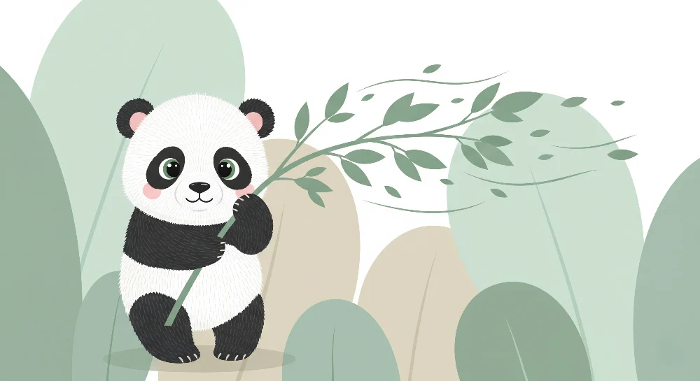 Dětská pokojová tapeta | Panda hráč mezi listy