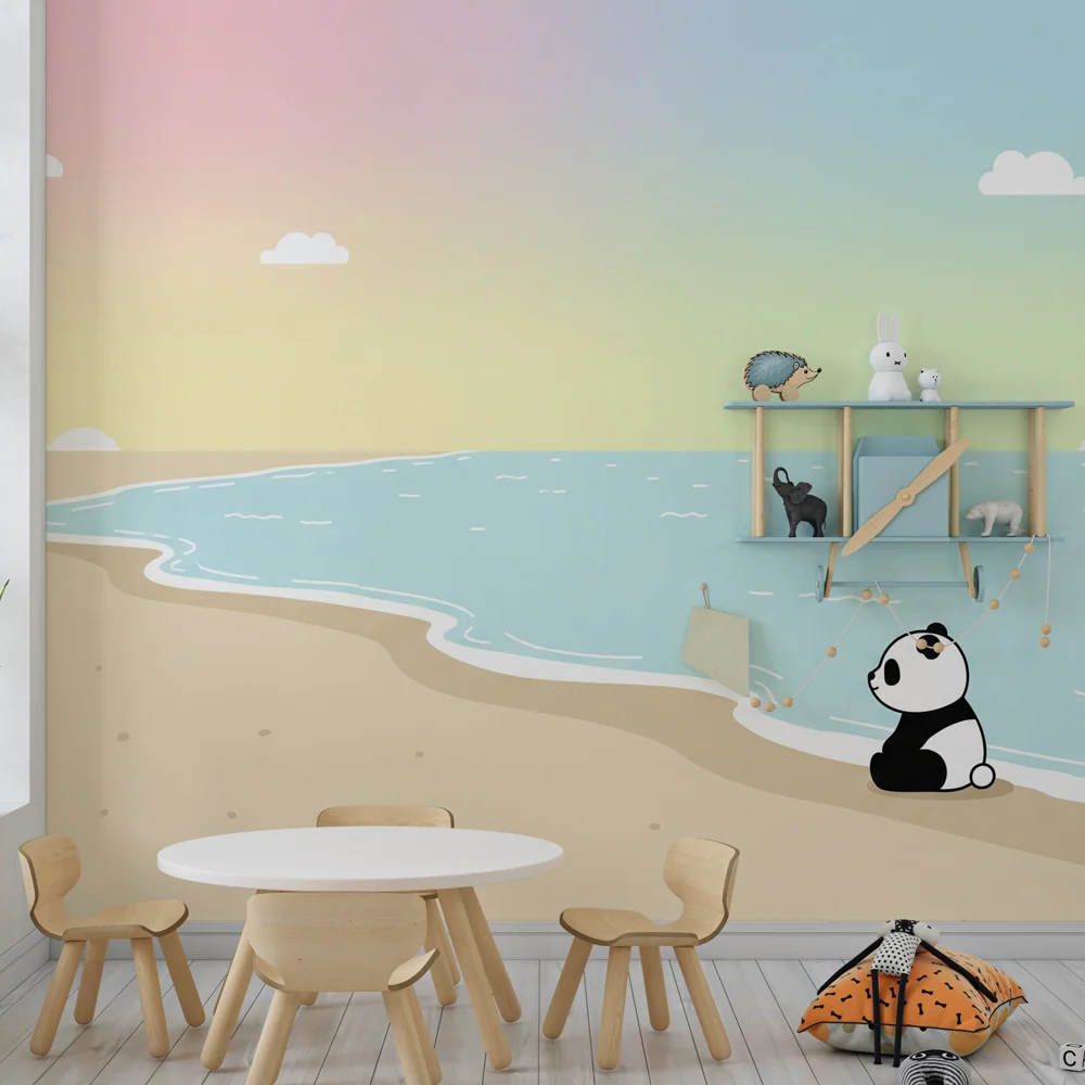 Dětská pokojová tapeta | Panda na pláži