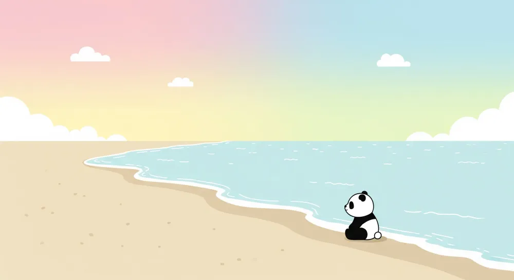 Dětská pokojová tapeta | Panda na pláži
