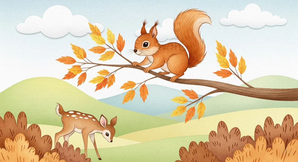 Dětská pokojová tapeta | Prvky lesa na podzim