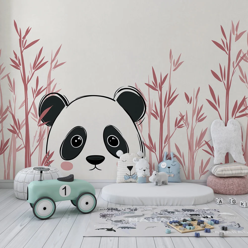 Dětská pokojová tapeta | Roztomilý panda jemný bambus