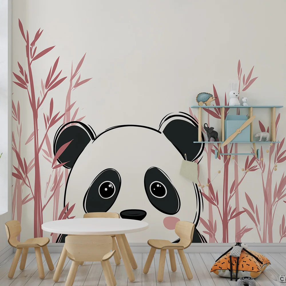 Dětská pokojová tapeta | Roztomilý panda jemný bambus