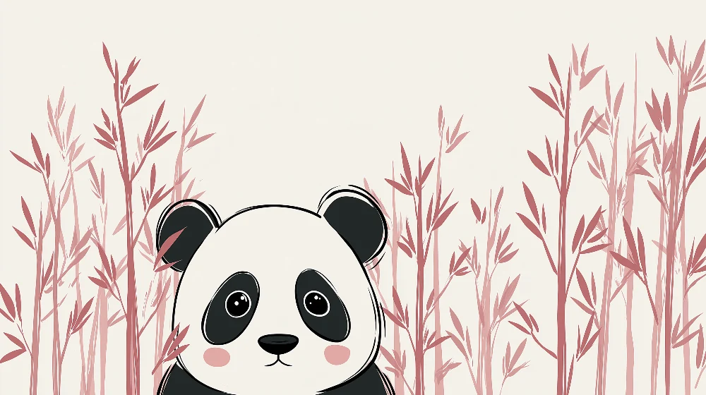 Dětská pokojová tapeta | Roztomilý panda jemný bambus