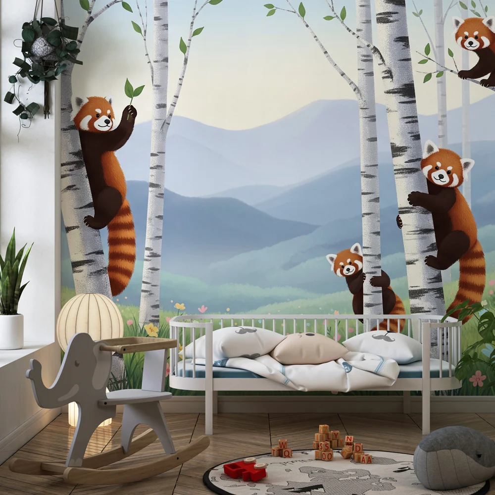 Dětská pokojová tapeta | Ryzí panda kouzelný les