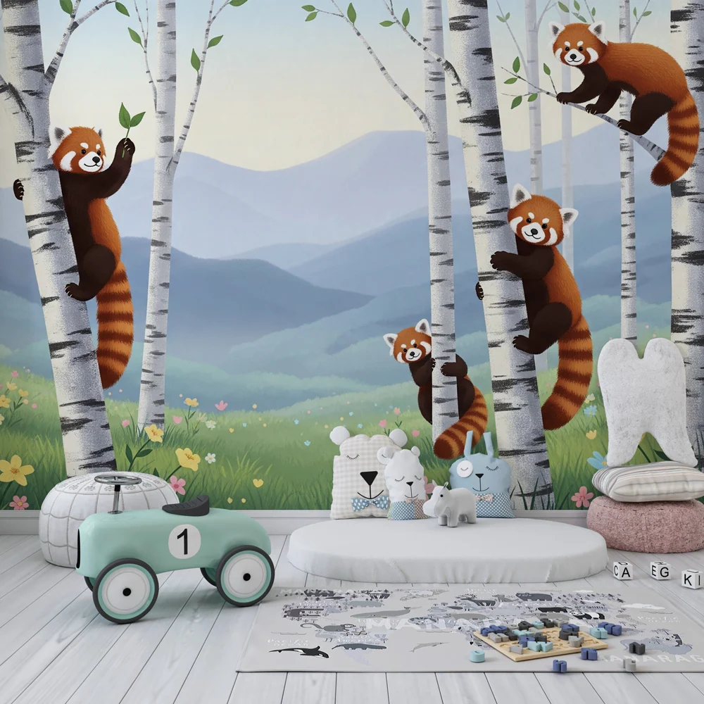Dětská pokojová tapeta | Ryzí panda kouzelný les