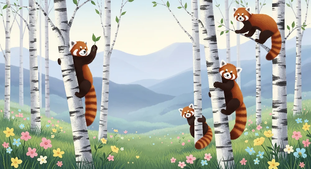 Dětská pokojová tapeta | Ryzí panda kouzelný les
