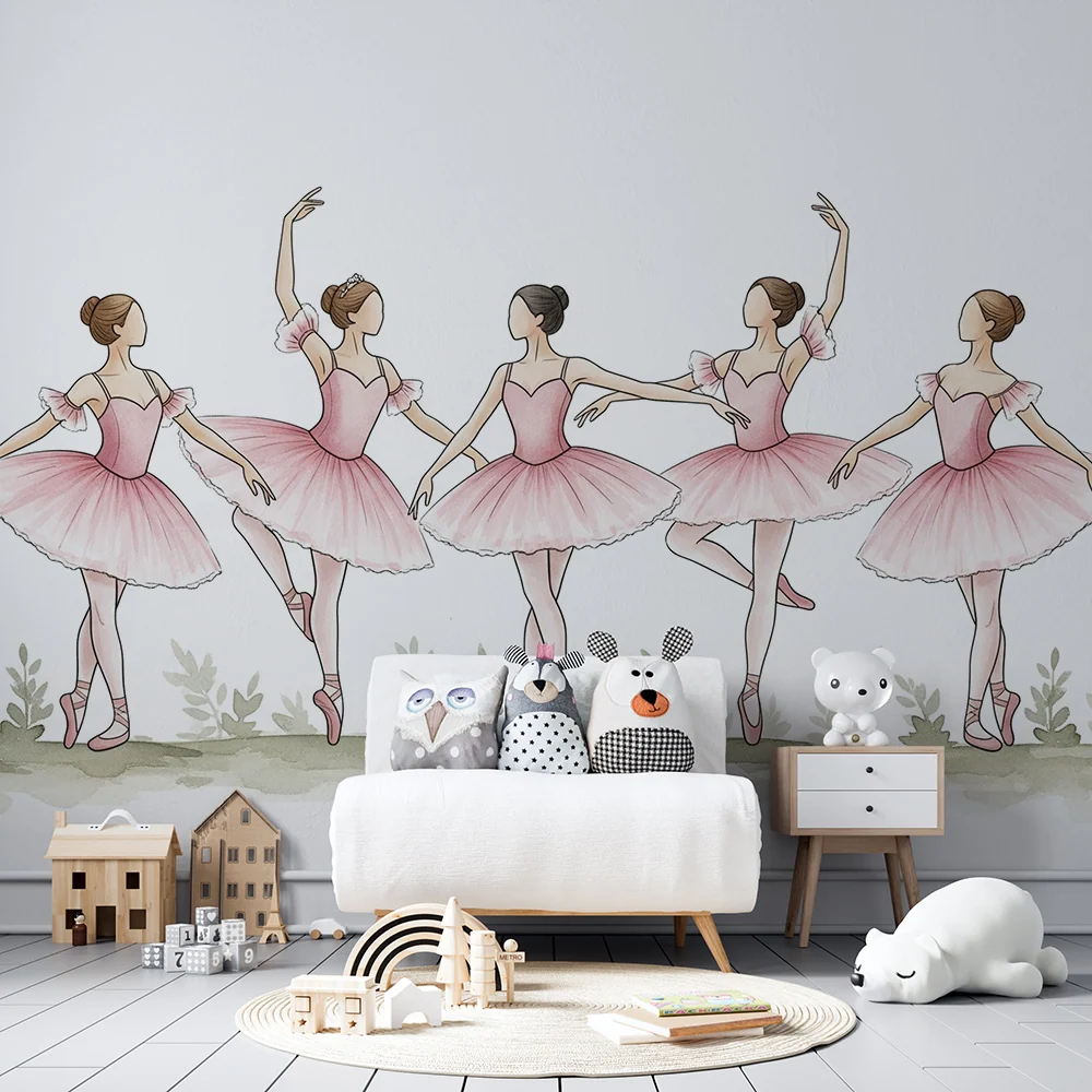 Dětská pokojová tapeta | Sedm růžových baletních tanečnic