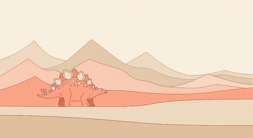 Dětská pokojová tapeta | Stégosaurus dinosaurus v jemné pastelové krajině