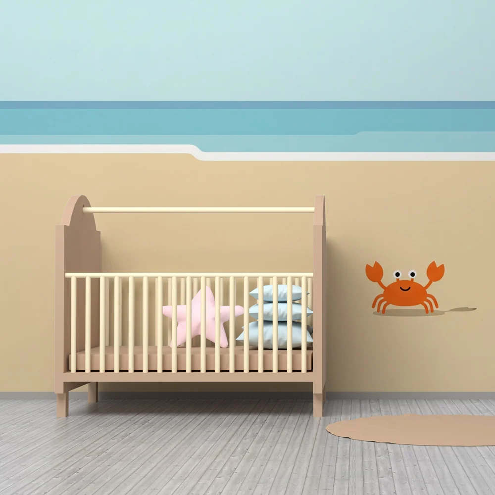Dětská pokojová tapeta | Veselý krab na pláži