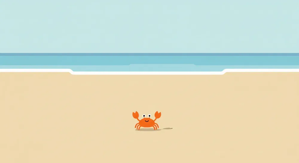 Dětská pokojová tapeta | Veselý krab na pláži