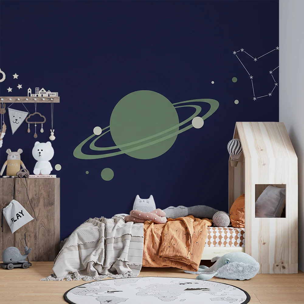 Dětská pokojová tapeta | Vesmírný svět s planetami souhvězdími