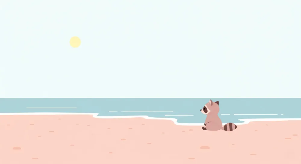 Dětská pokojová tapeta | Waschbär und sonniger Strand