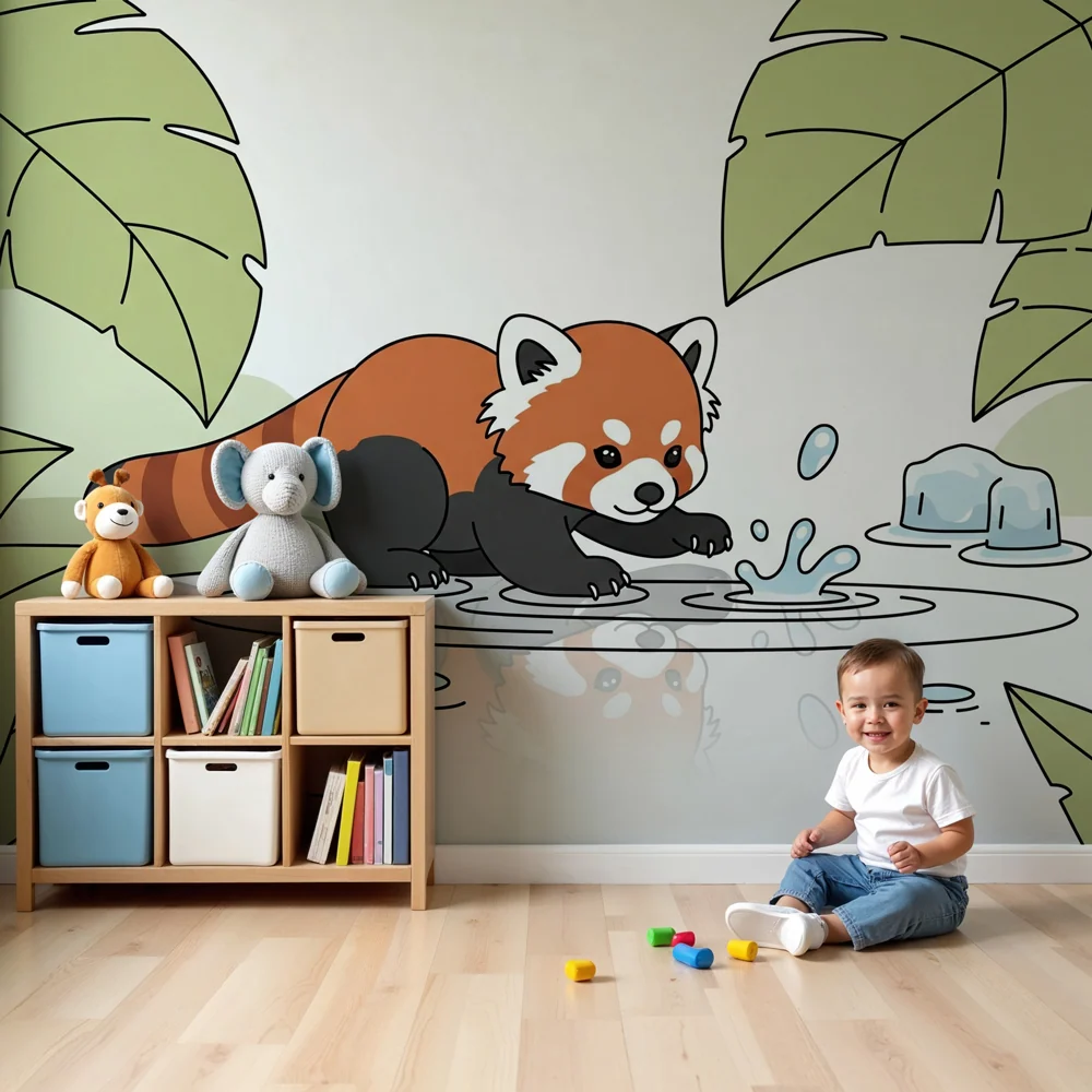 Dětská pokojová tapeta | Zábavný panda v přírodě