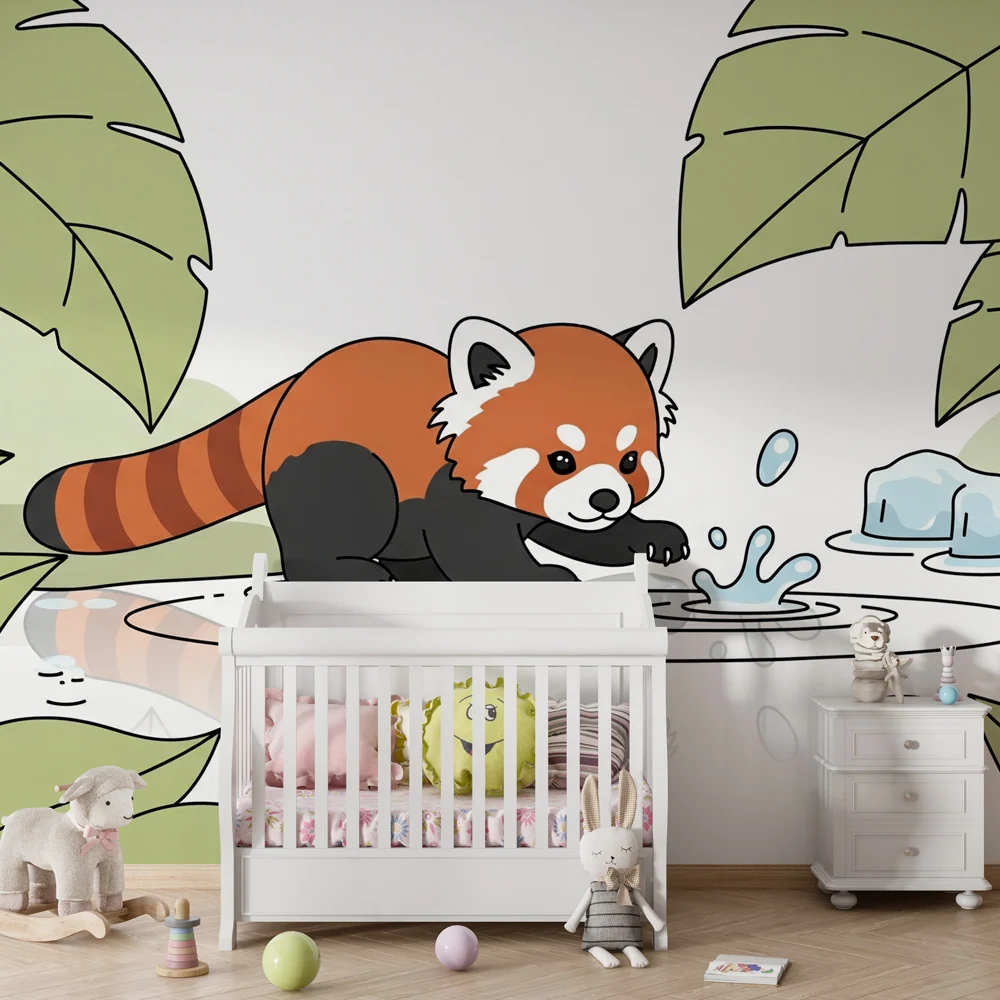 Dětská pokojová tapeta | Zábavný panda v přírodě