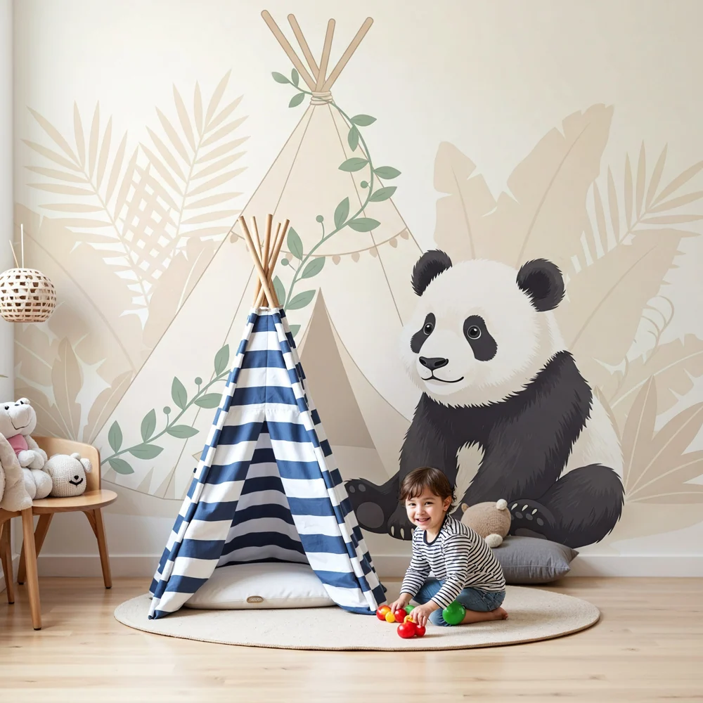 Dětské pokojové tapety | Panda tipi v džungli
