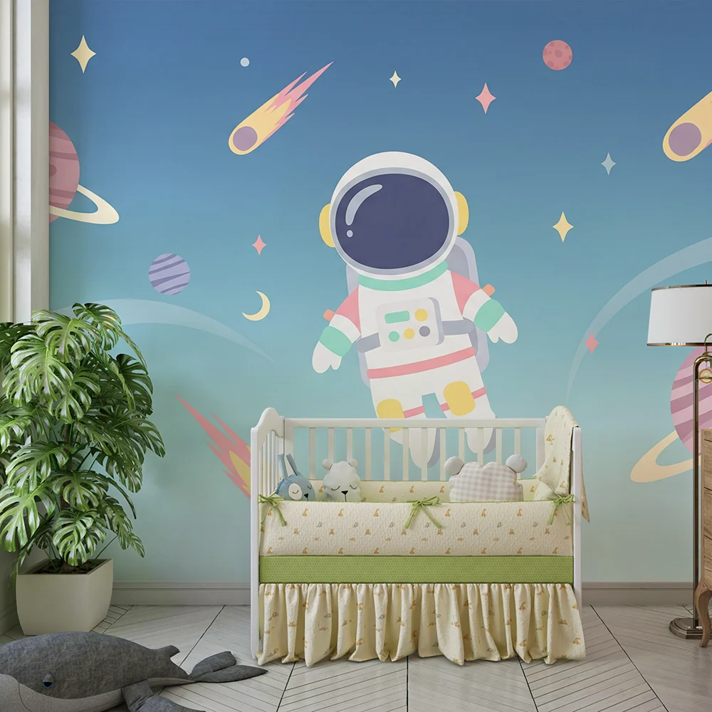 Dětská tapeta | Astronaut barevné planety ve vesmíru